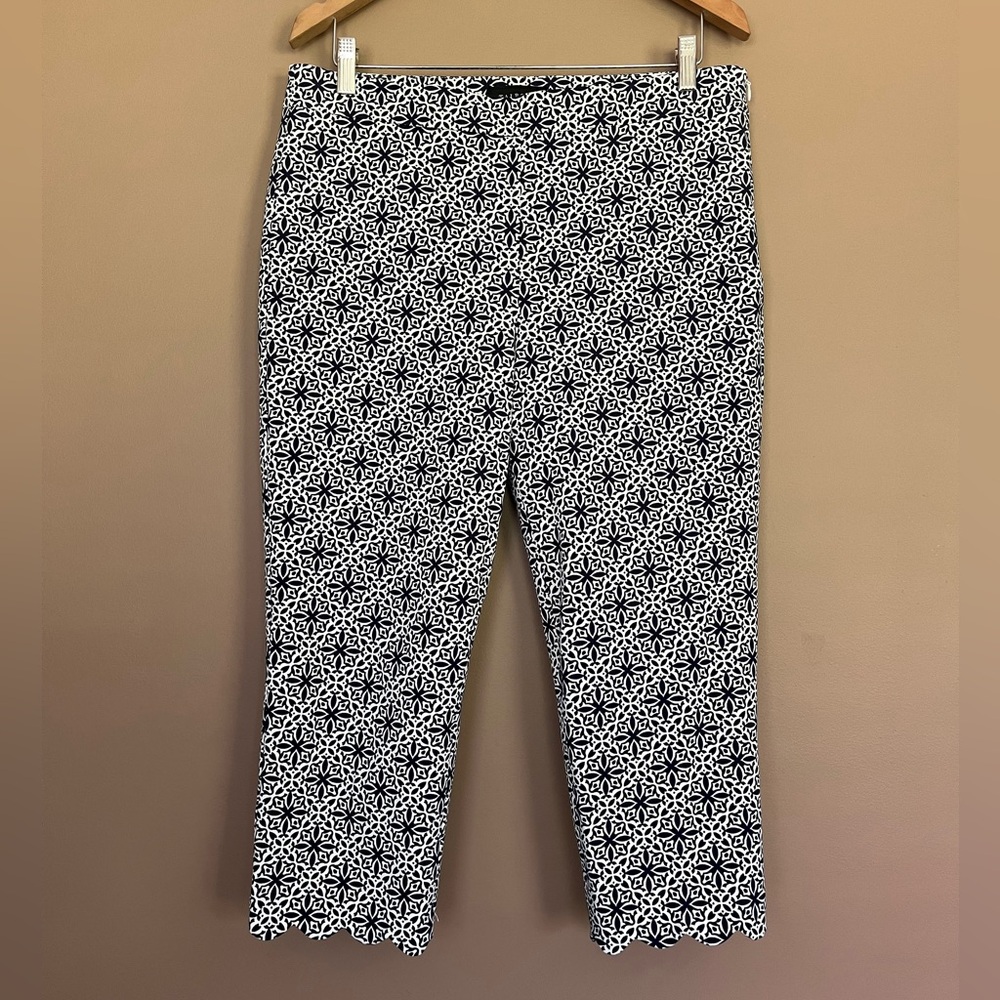 {Talbots} Chatham Crop Pants with Scallop Hem in Navy & White - Womens 12P